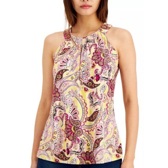 international Concepts Tops - INC Top Multicolor Paisley Print Twist Halter Women Sz XS NEW